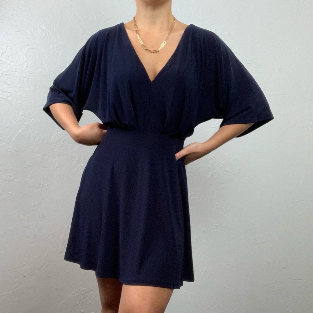 ASOS Navy V‑Neck Mini Dress